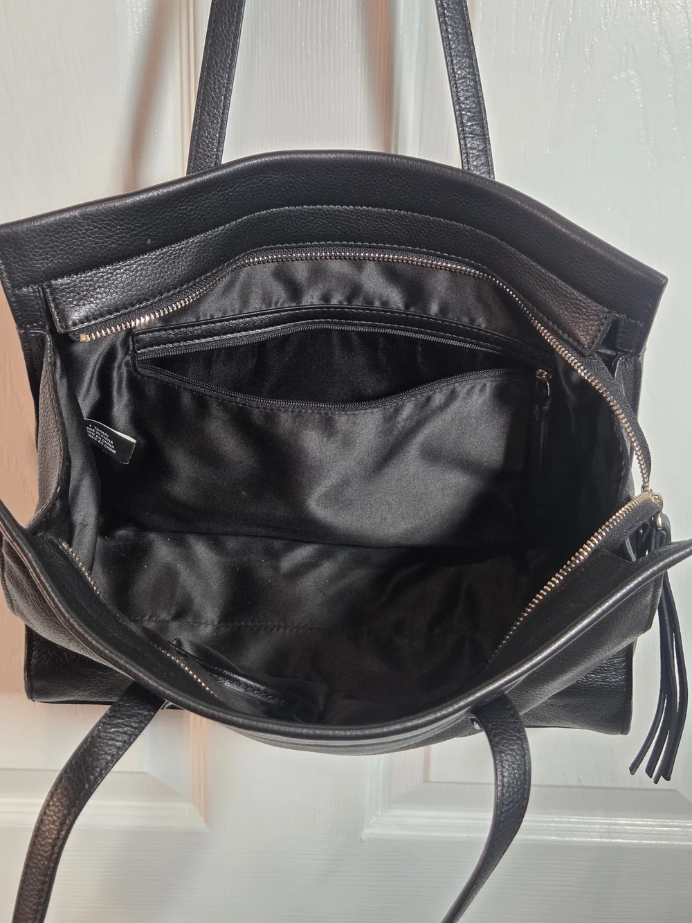 T Tahari Handbag Sienna Black Pebbled Leather Shoulder Bag Purse